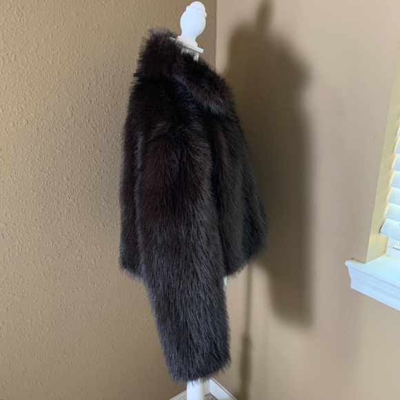 H&M Divided Faux Fur Jacket Coat Brown Black Size M NWT - Picture 3 of 11